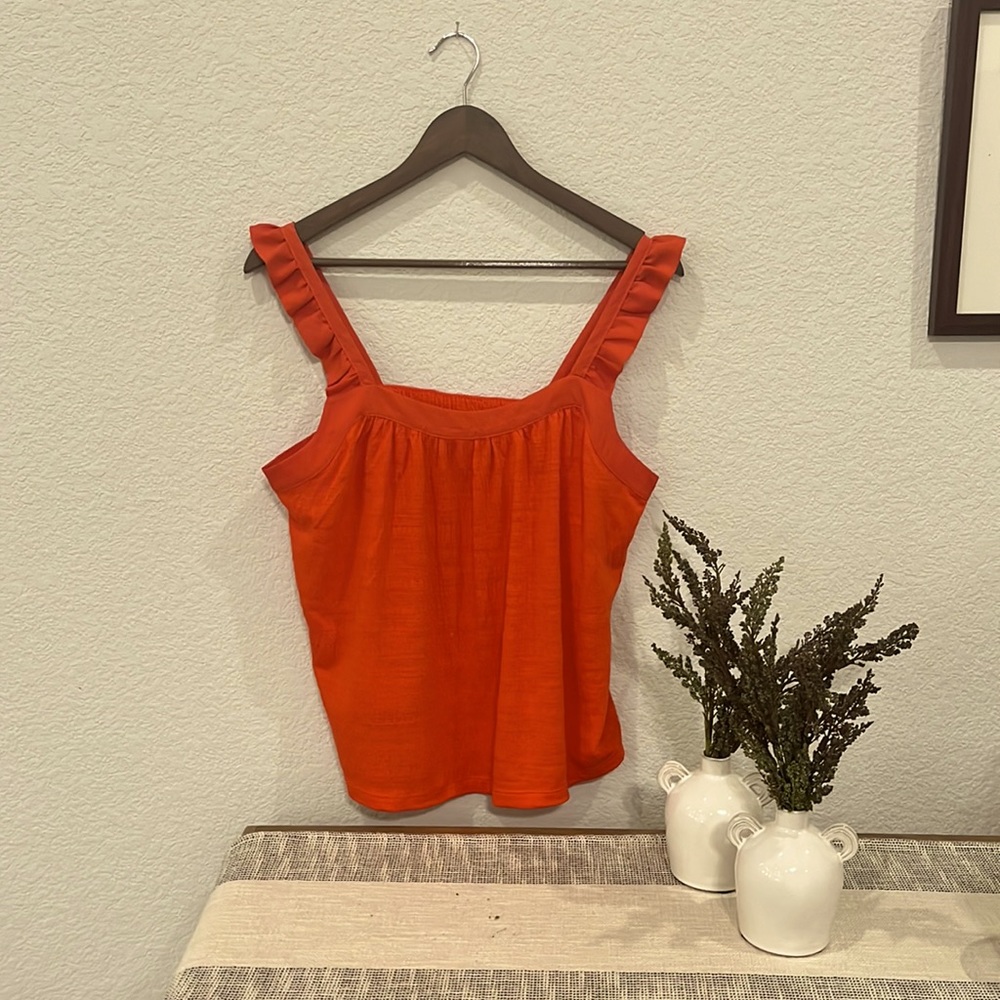 Red flowy tank top